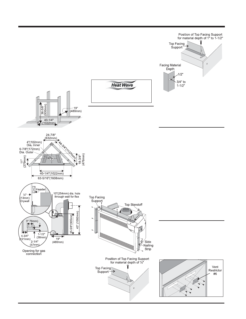 Installation, Top assembly & nailing strips, Venting introduction | Vent restrictor, Framing and finishing | Regency P42-LP3 User Manual | Page 8 / 44