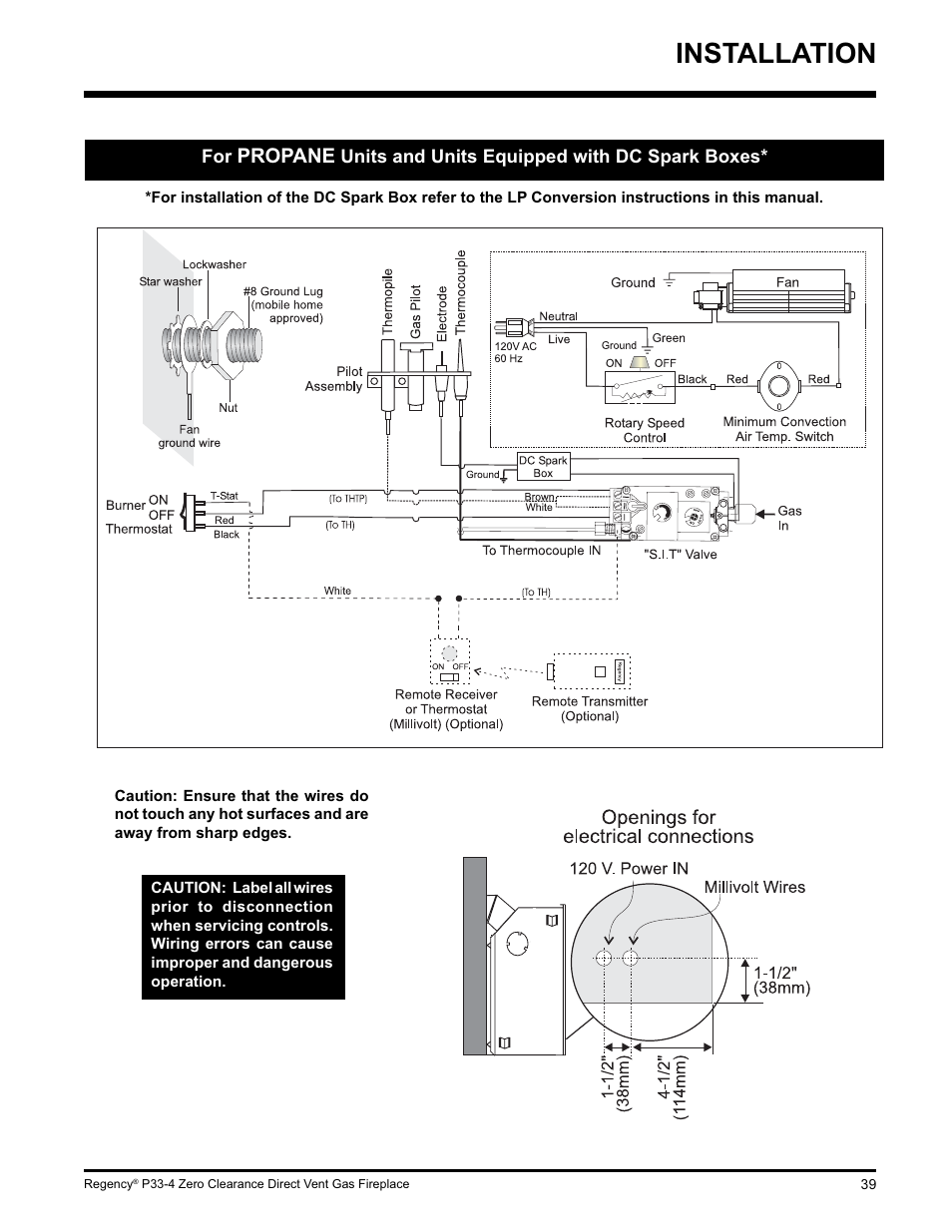 Installation, Propane | Regency P33-LP4 User Manual | Page 39 / 52