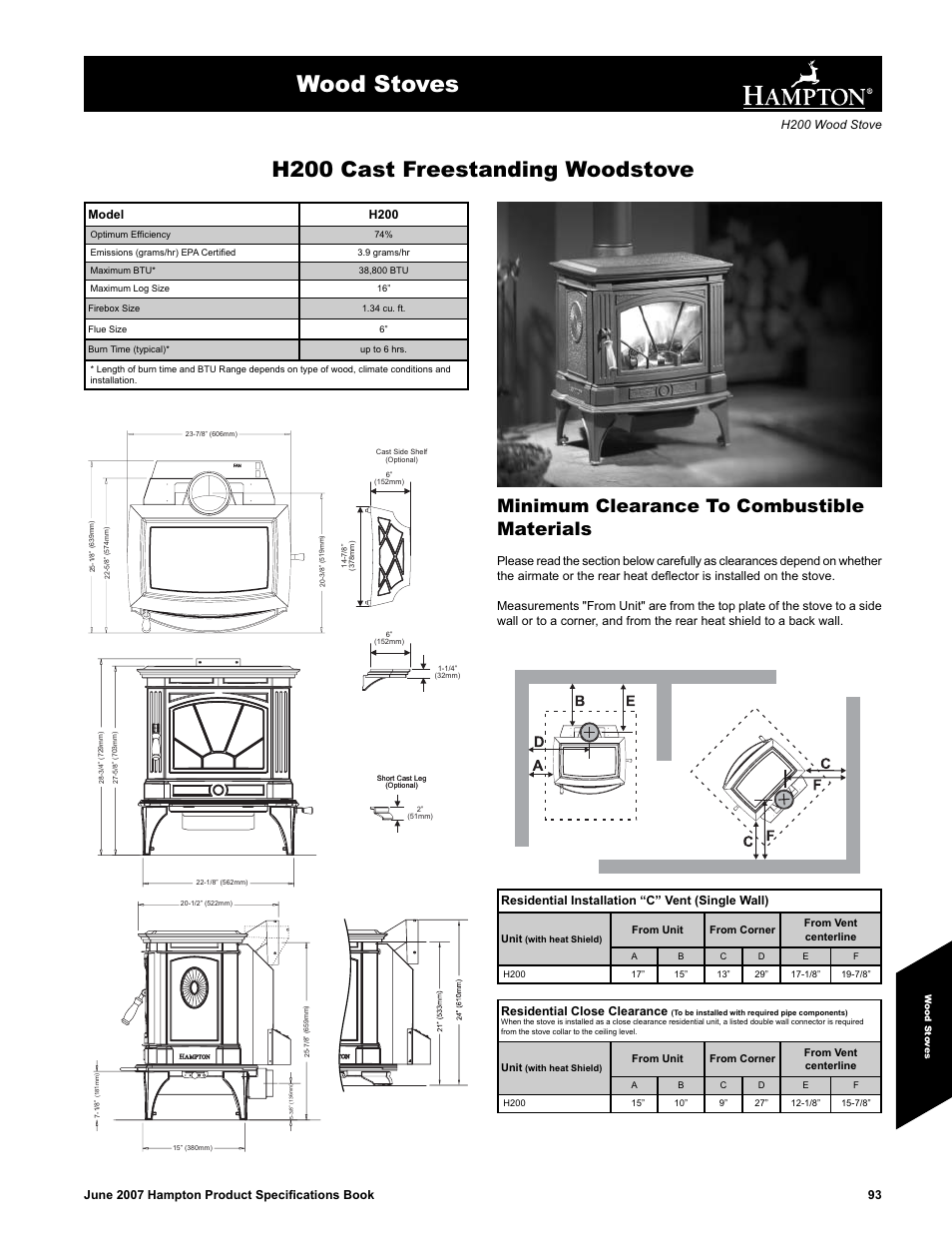 Regency H200 User Manual | 2 pages