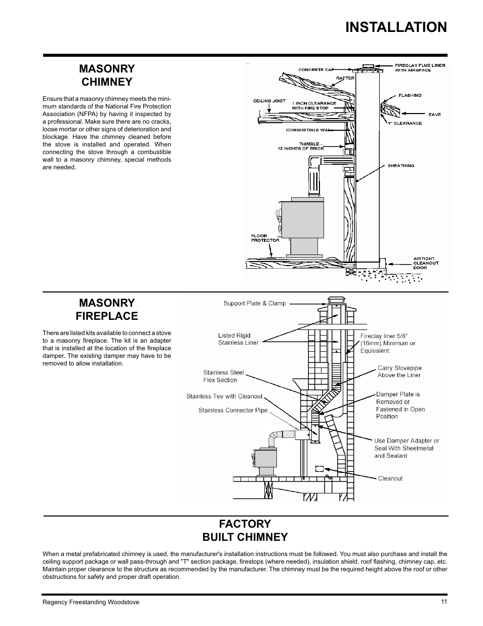 Installation | Regency F2402M User Manual | Page 11 / 28