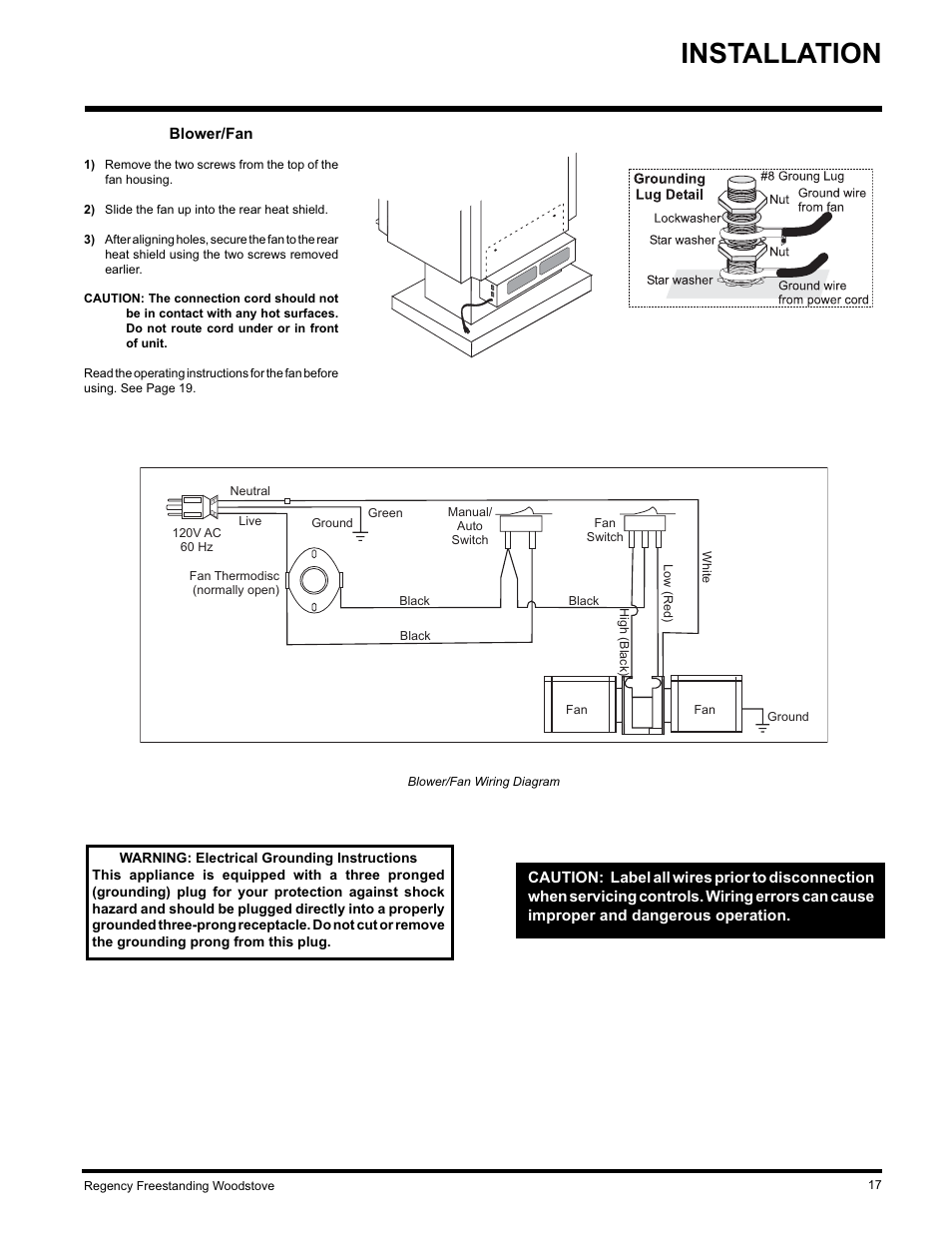 Installation | Regency F2402M User Manual | Page 17 / 28