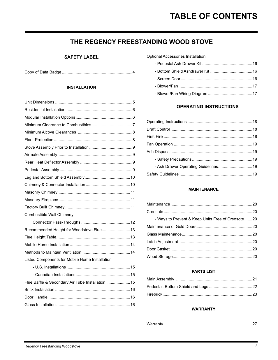 Regency F2402M User Manual | Page 3 / 28