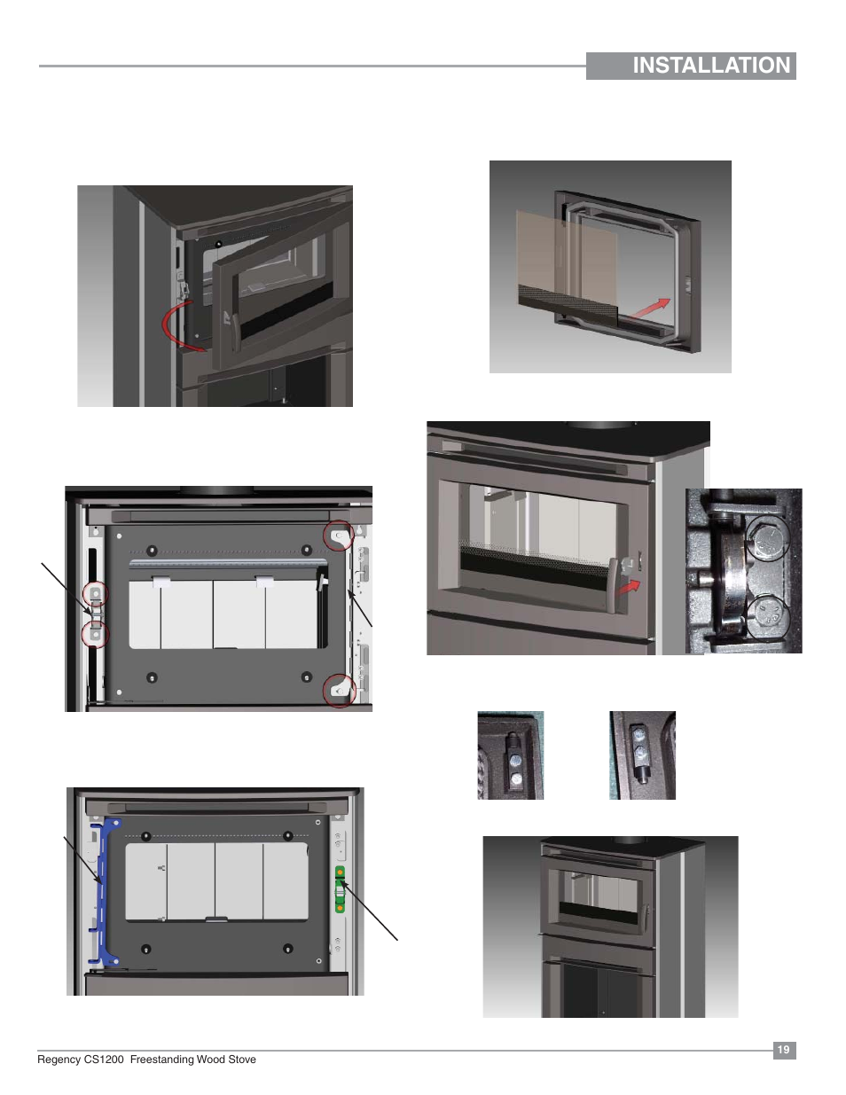 Installation, Cast door reversal, Left to right side opening) | Regency ALTERRA CS1200 User Manual | Page 19 / 32