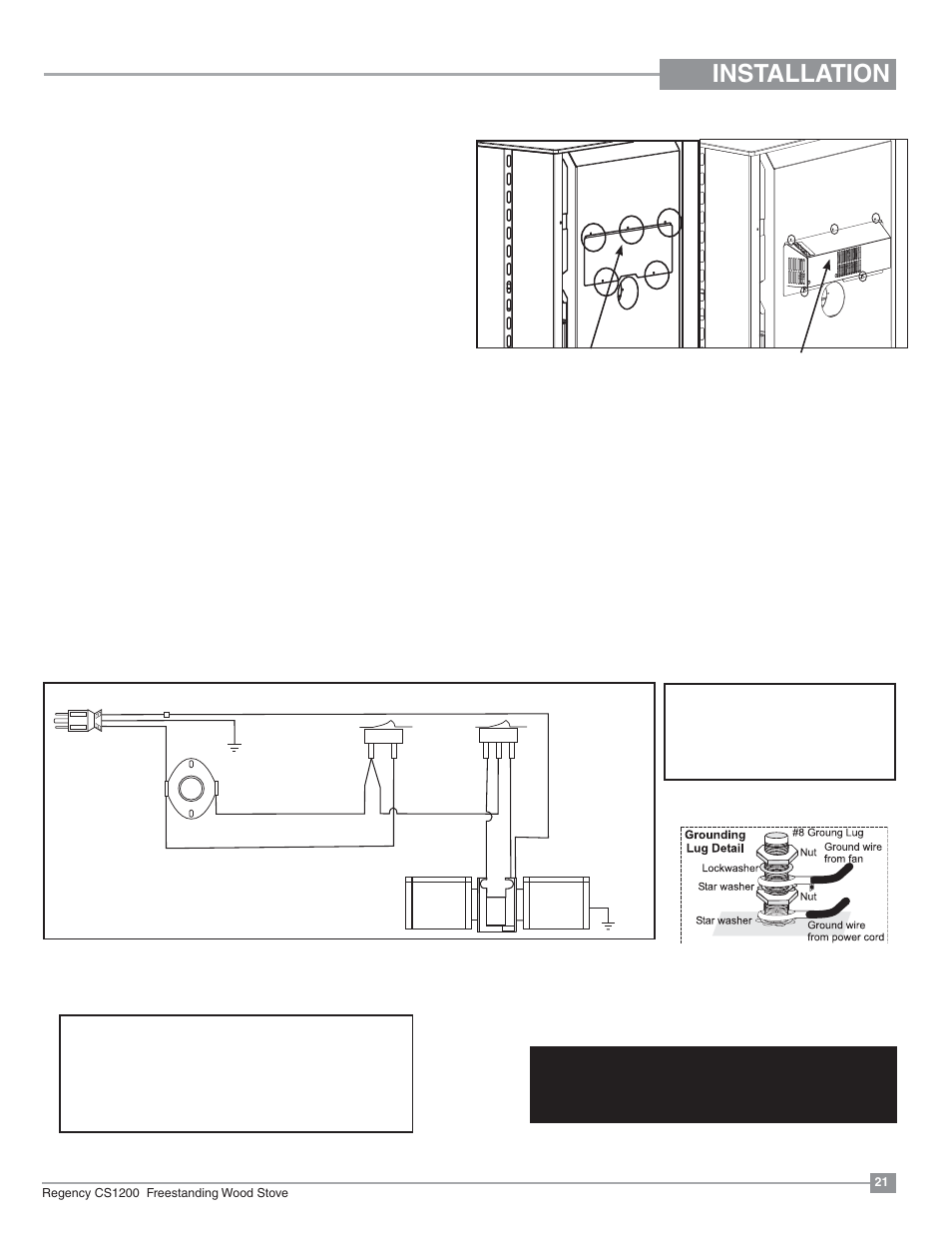 Installation, Fan operation fan wiring blower/fan installation | Regency ALTERRA CS1200 User Manual | Page 21 / 32