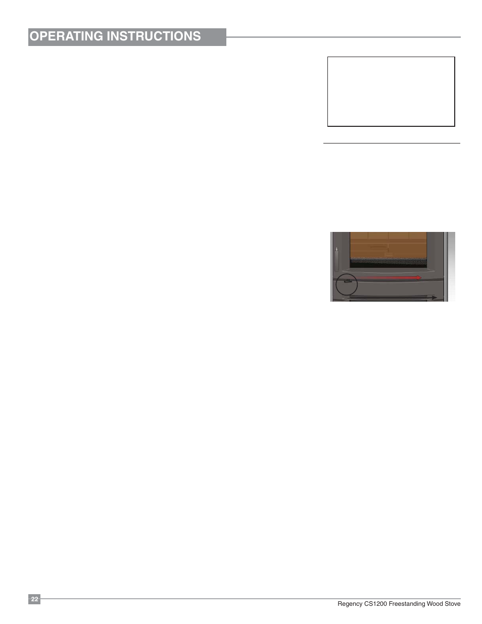 Operating instructions, Draft control, First fire | Regency ALTERRA CS1200 User Manual | Page 22 / 32