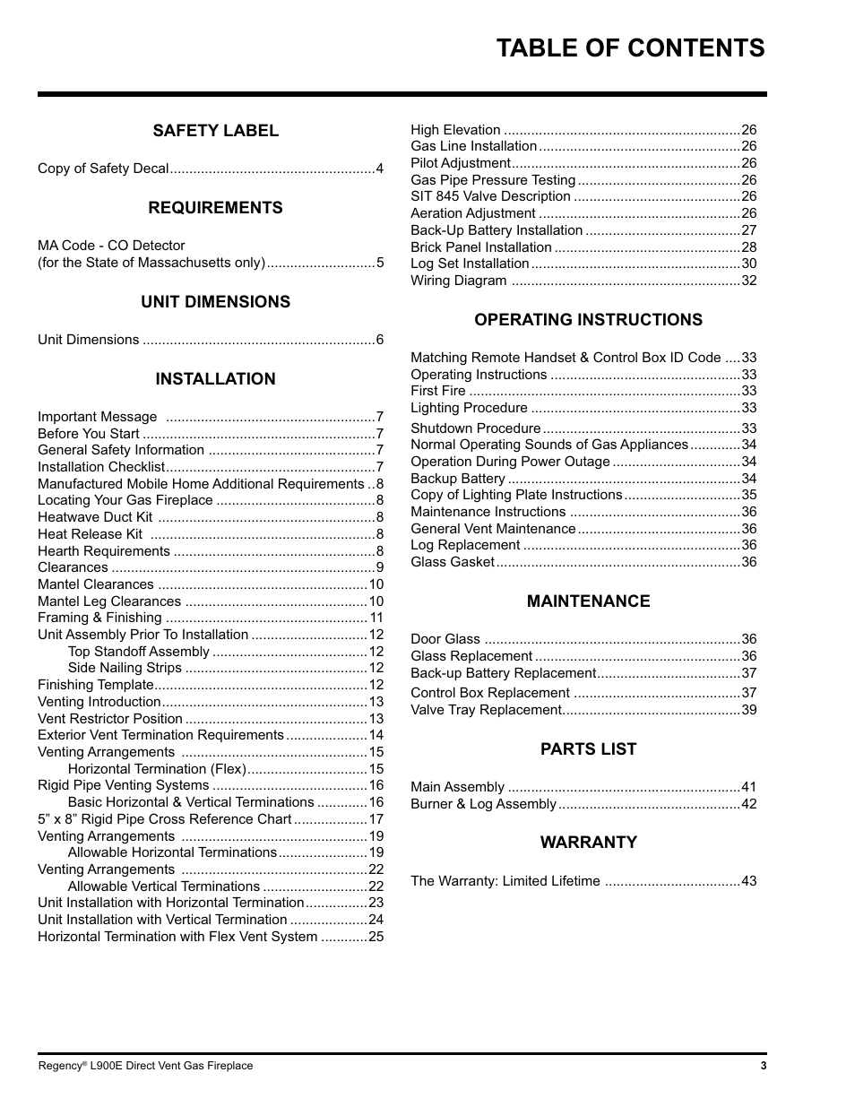 Regency L900E-NG User Manual | Page 3 / 44