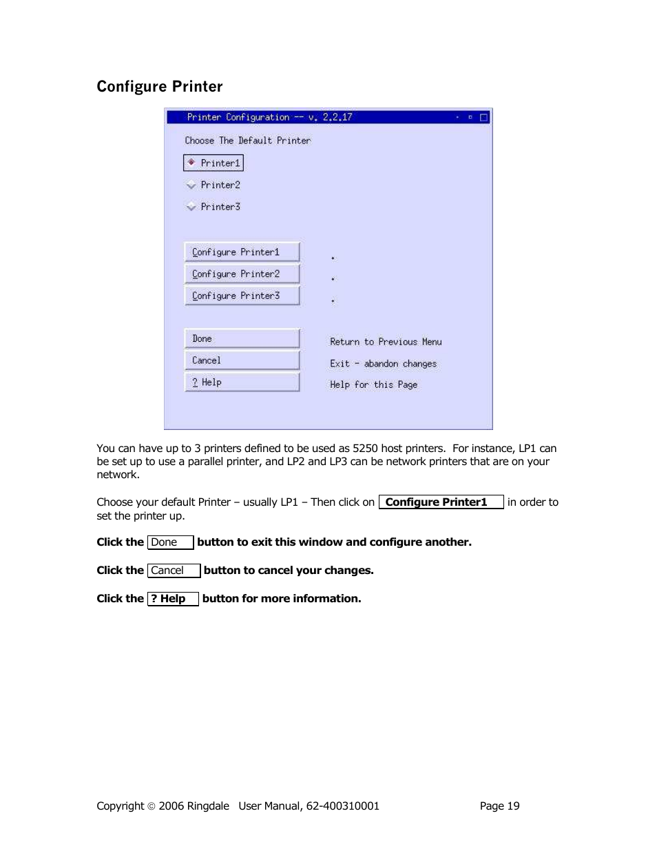 Configure printer | Ringdale Minit 5250E User Manual | Page 19 / 43