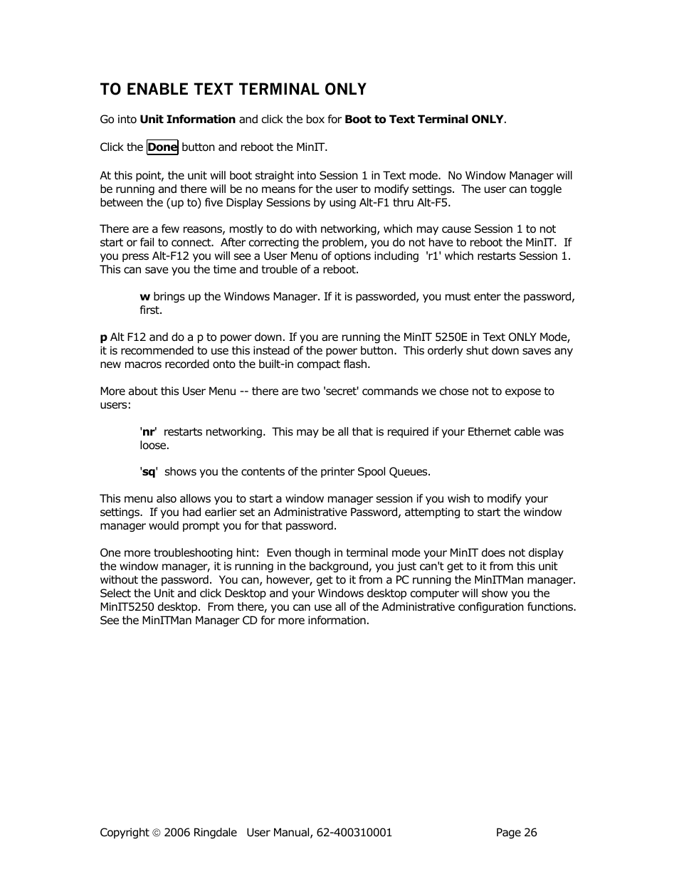 Ringdale Minit 5250E User Manual | Page 26 / 43