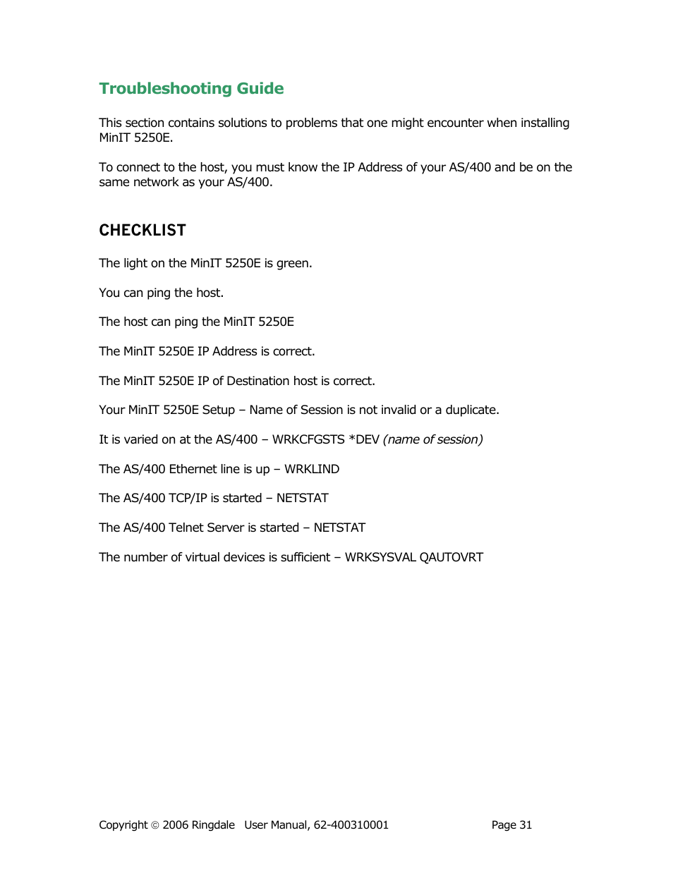 Ringdale Minit 5250E User Manual | Page 31 / 43