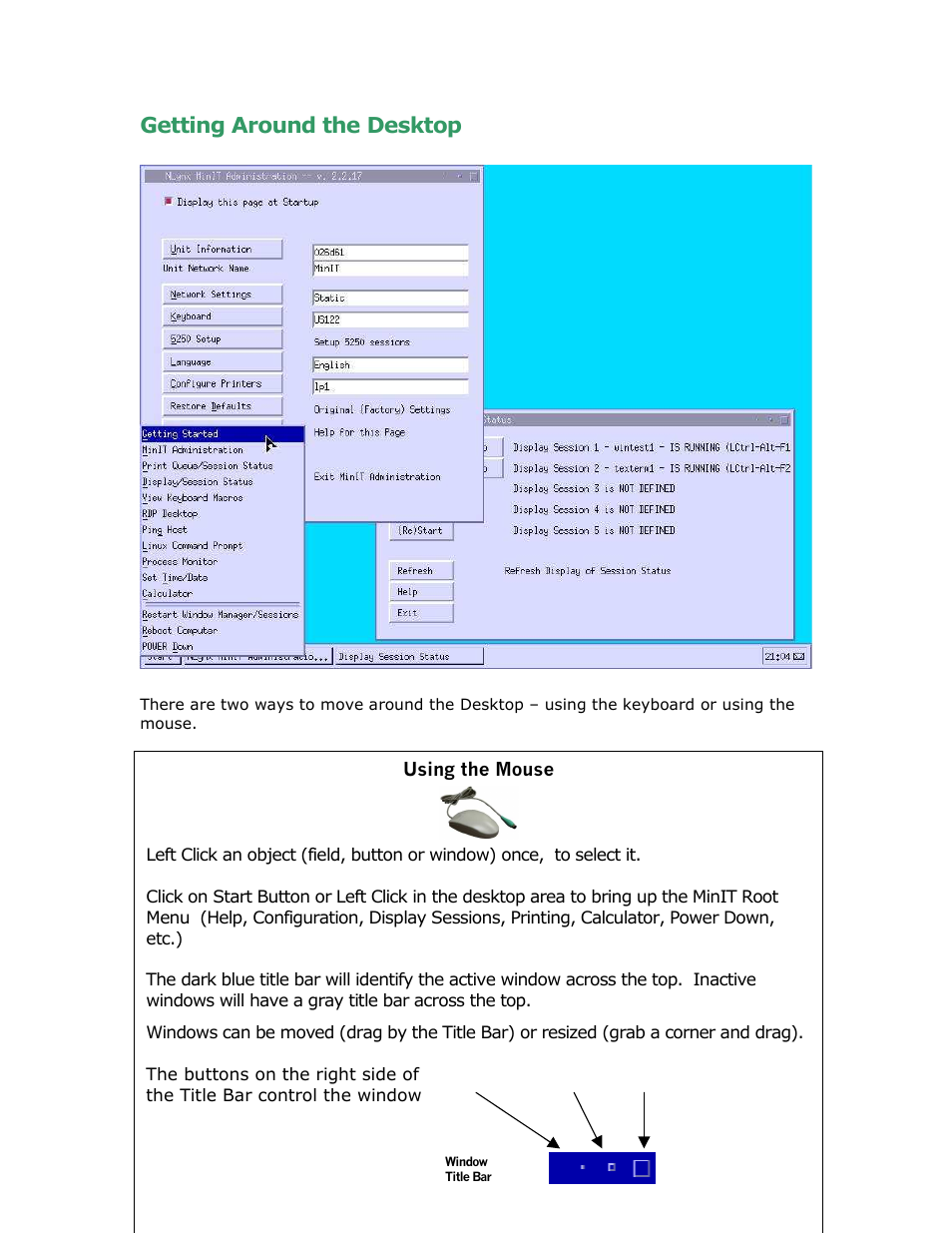 Getting around the desktop | Ringdale Minit 5250E User Manual | Page 6 / 43