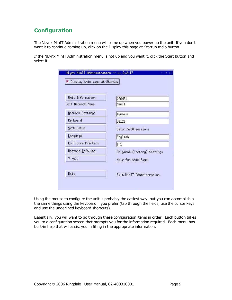 Ringdale Minit 5250E User Manual | Page 9 / 43