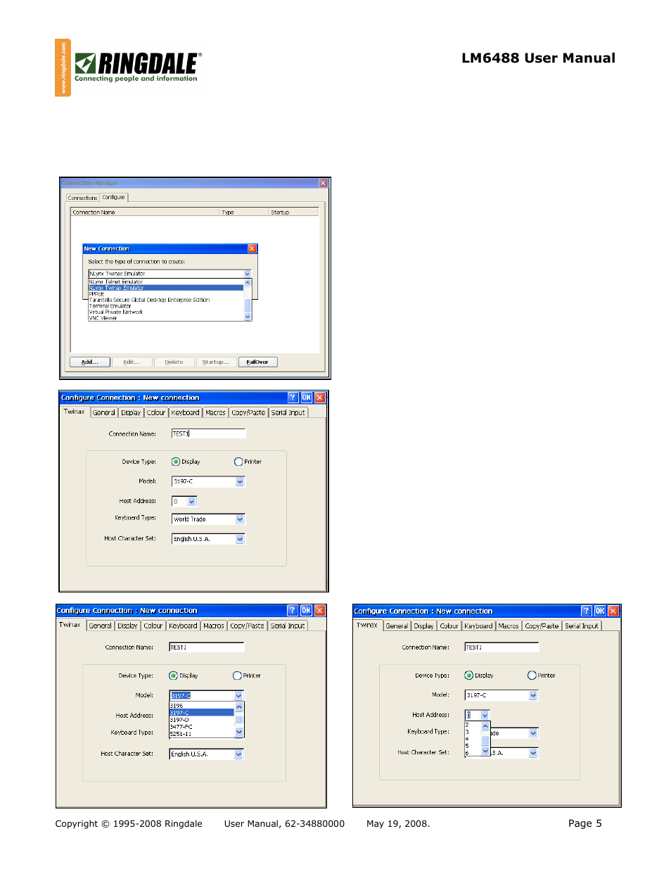 Detailed configuration: twinax display session | Ringdale Thin Twinax Terminal LM-6488 User Manual | Page 5 / 15