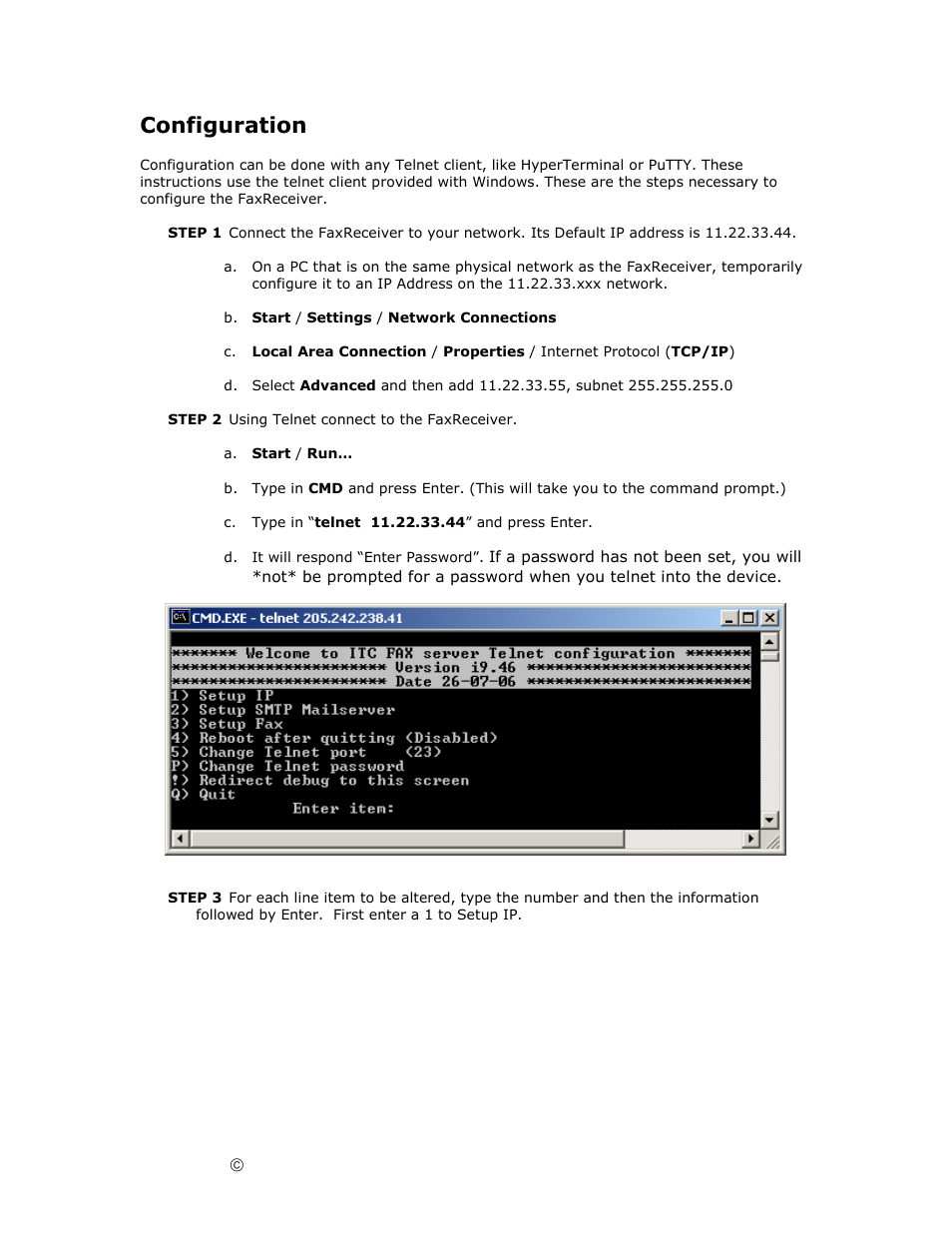 Configuration | Ringdale Fax Receiver MFR-200 User Manual | Page 10 / 28