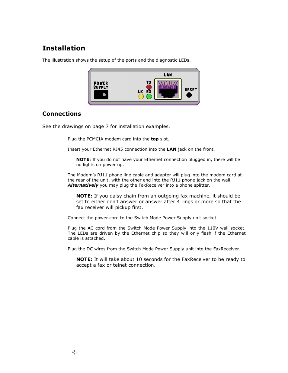 Installation | Ringdale Fax Receiver MFR-200 User Manual | Page 6 / 28