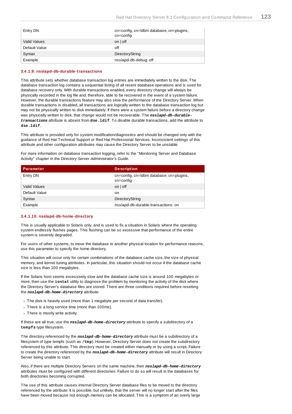 Nsslapd-db-durable-transactions, Nsslapd-db-home-directory | Red Hat 8.1 User Manual | Page 123 / 292