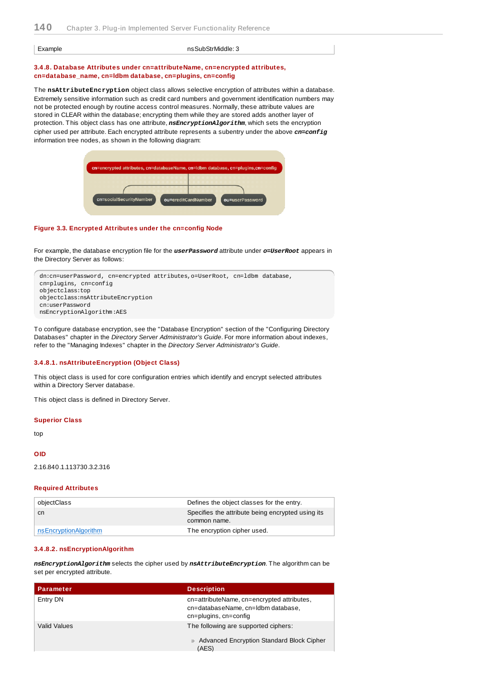 Nsattributeencryption (object class), Nsencryptionalgorithm | Red Hat 8.1 User Manual | Page 140 / 292