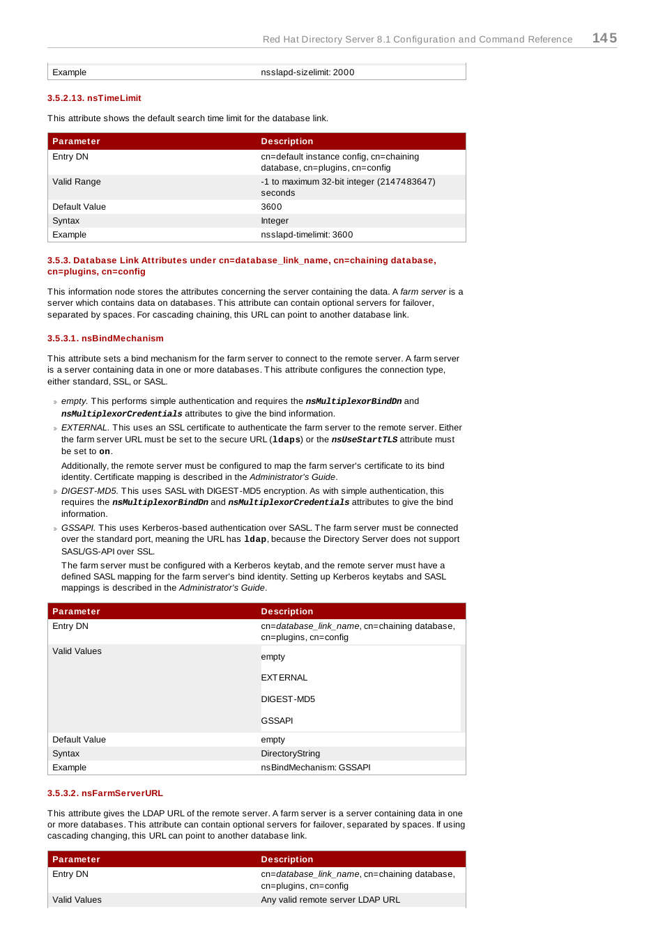 Nstimelimit, Nsbindmechanism, Nsfarmserverurl | Red Hat 8.1 User Manual | Page 145 / 292