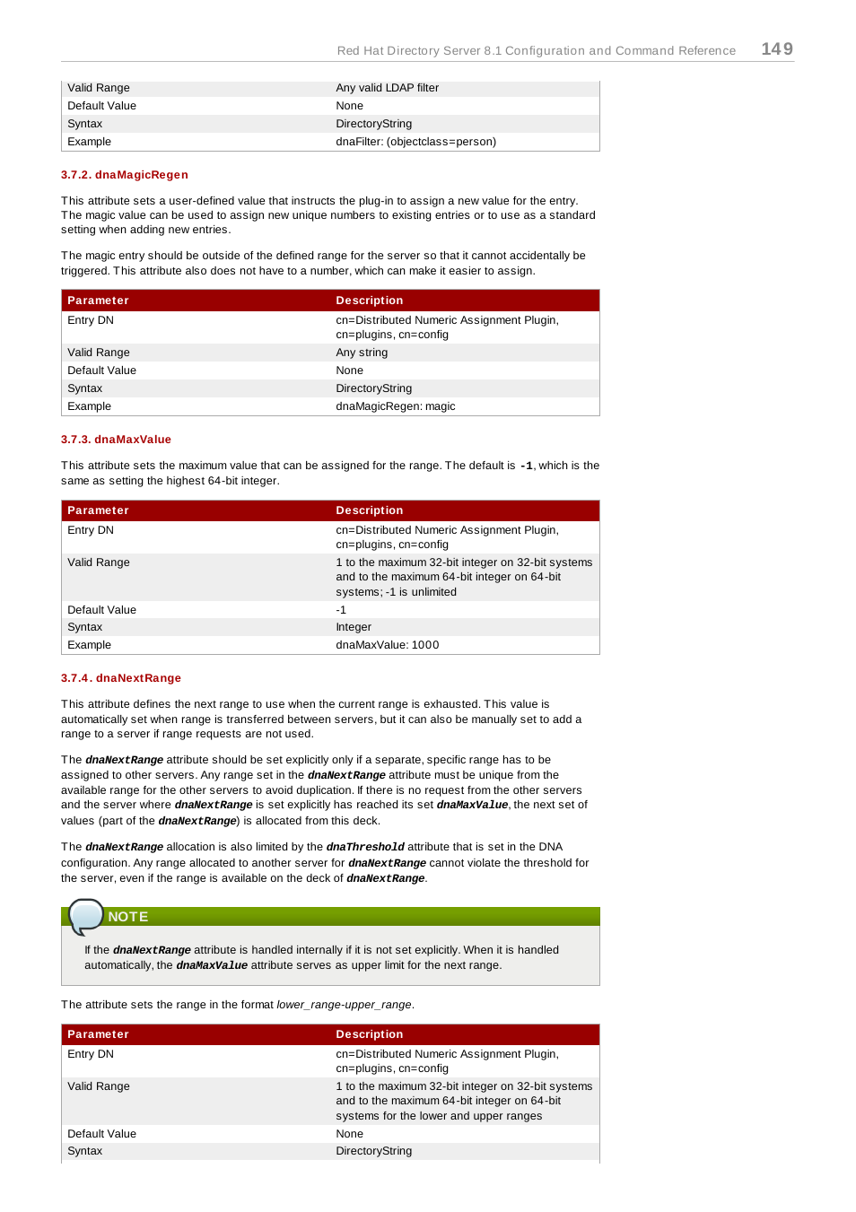 Dnamagicregen, Dnamaxvalue, Dnanextrange | Note | Red Hat 8.1 User Manual | Page 149 / 292