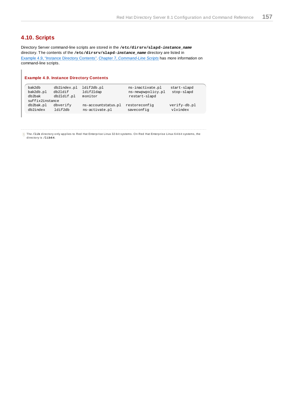 Scripts, Example 4.9. instance directory contents | Red Hat 8.1 User Manual | Page 157 / 292