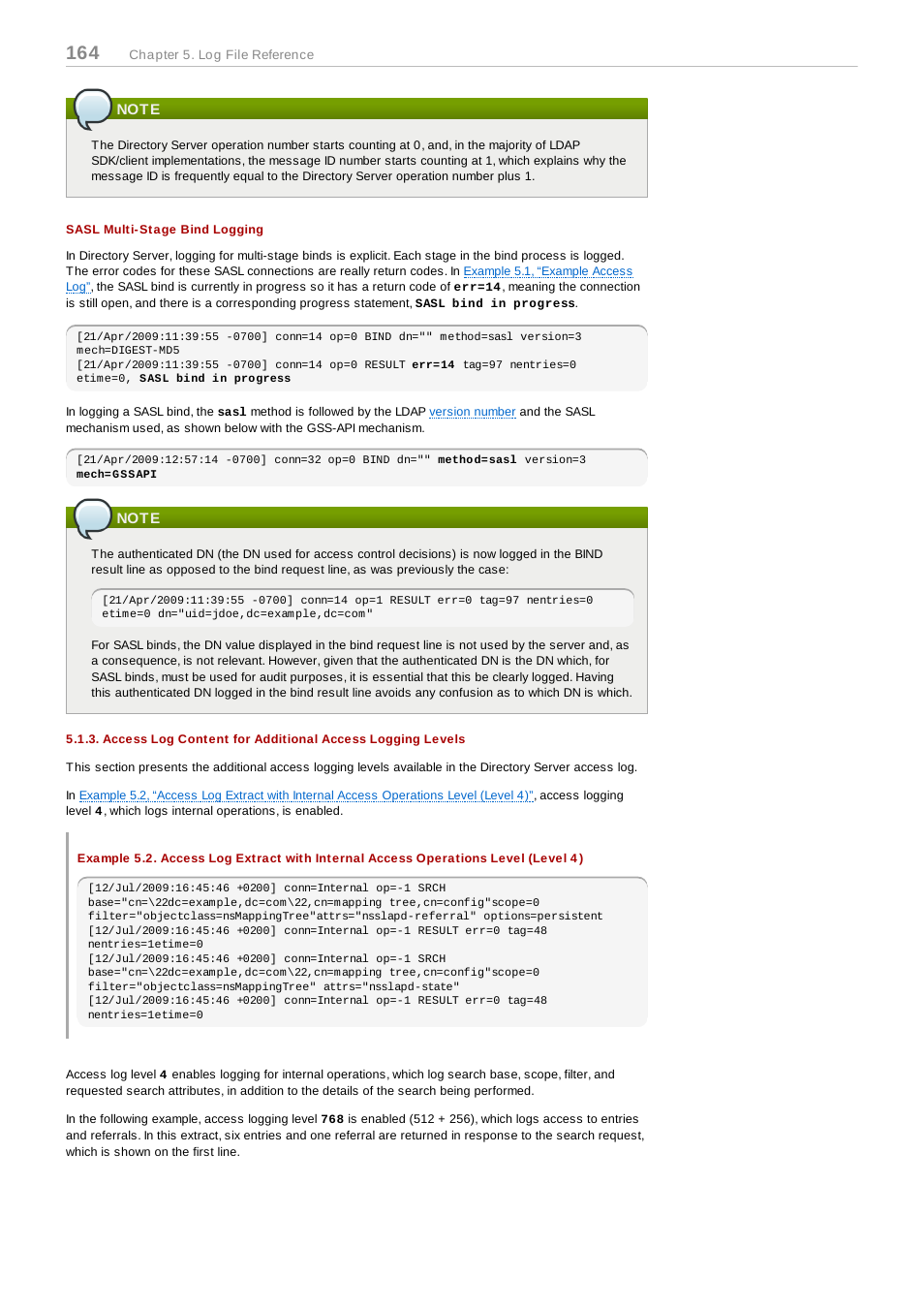 Note, Sasl multi-stage bind logging | Red Hat 8.1 User Manual | Page 164 / 292