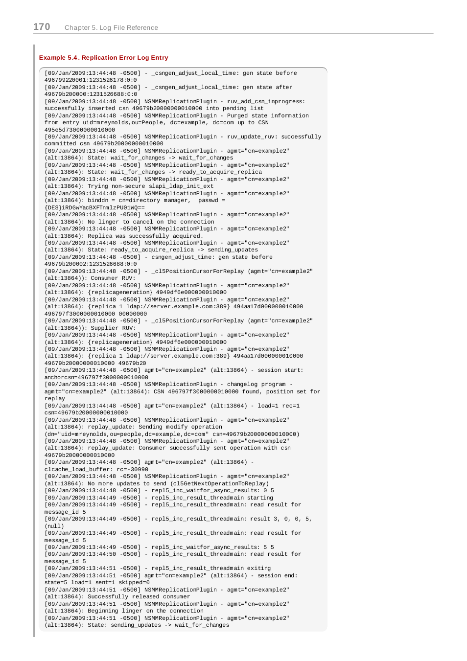 Example 5.4. replication error log entry | Red Hat 8.1 User Manual | Page 170 / 292