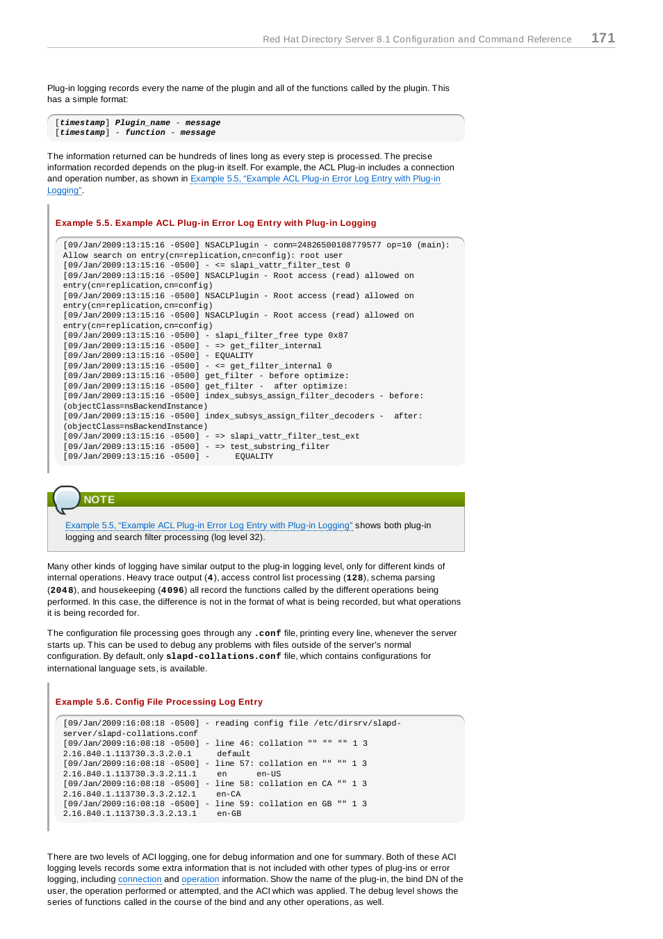 Note, Example 5.6. config file processing log entry | Red Hat 8.1 User Manual | Page 171 / 292