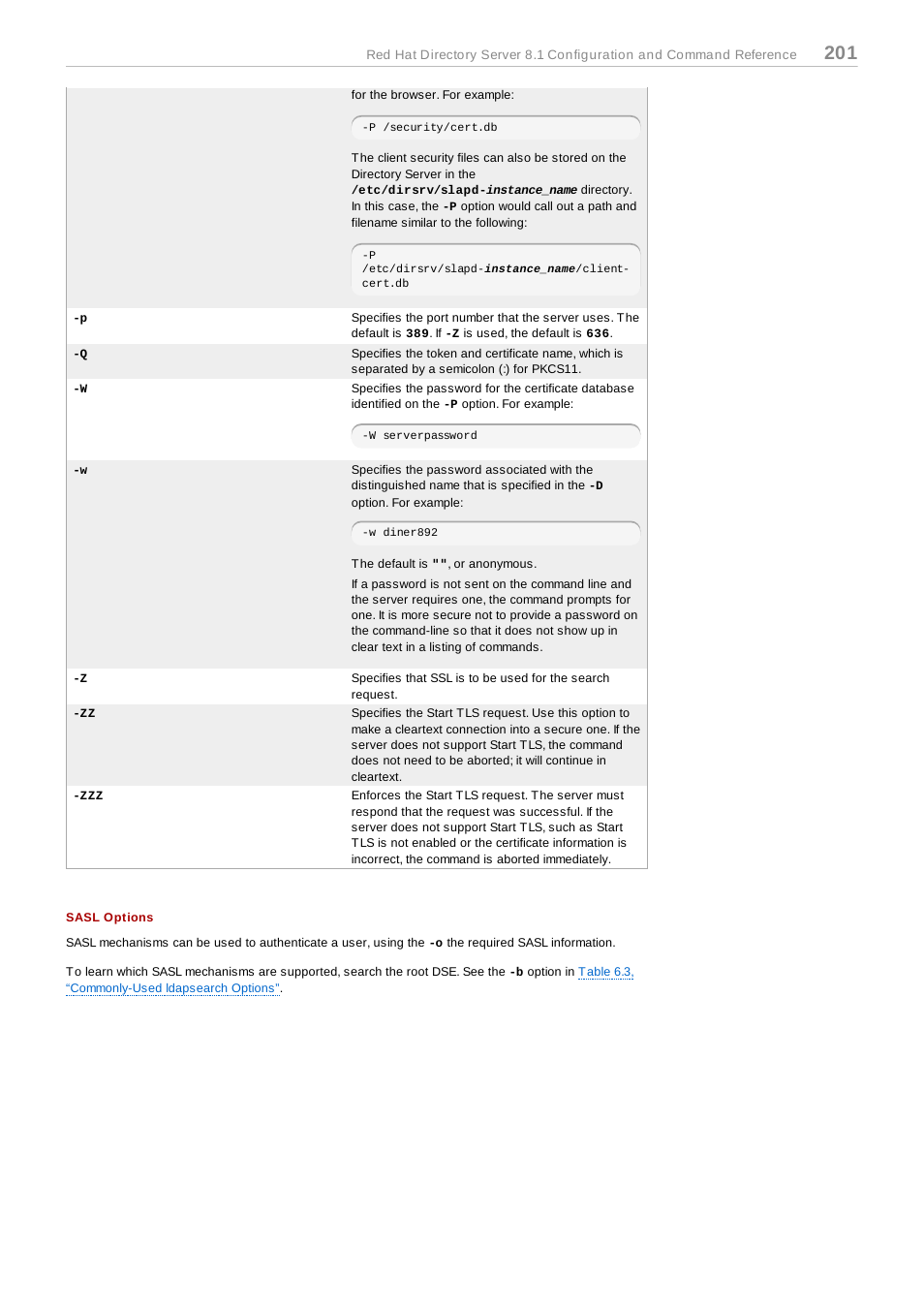 Sasl options | Red Hat 8.1 User Manual | Page 201 / 292