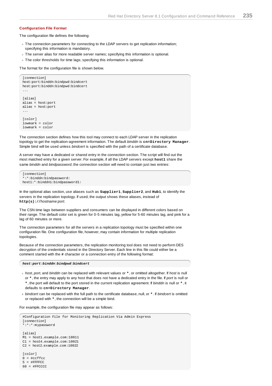 Configuration file format, The configuration file, see, Configuration file | Format | Red Hat 8.1 User Manual | Page 235 / 292