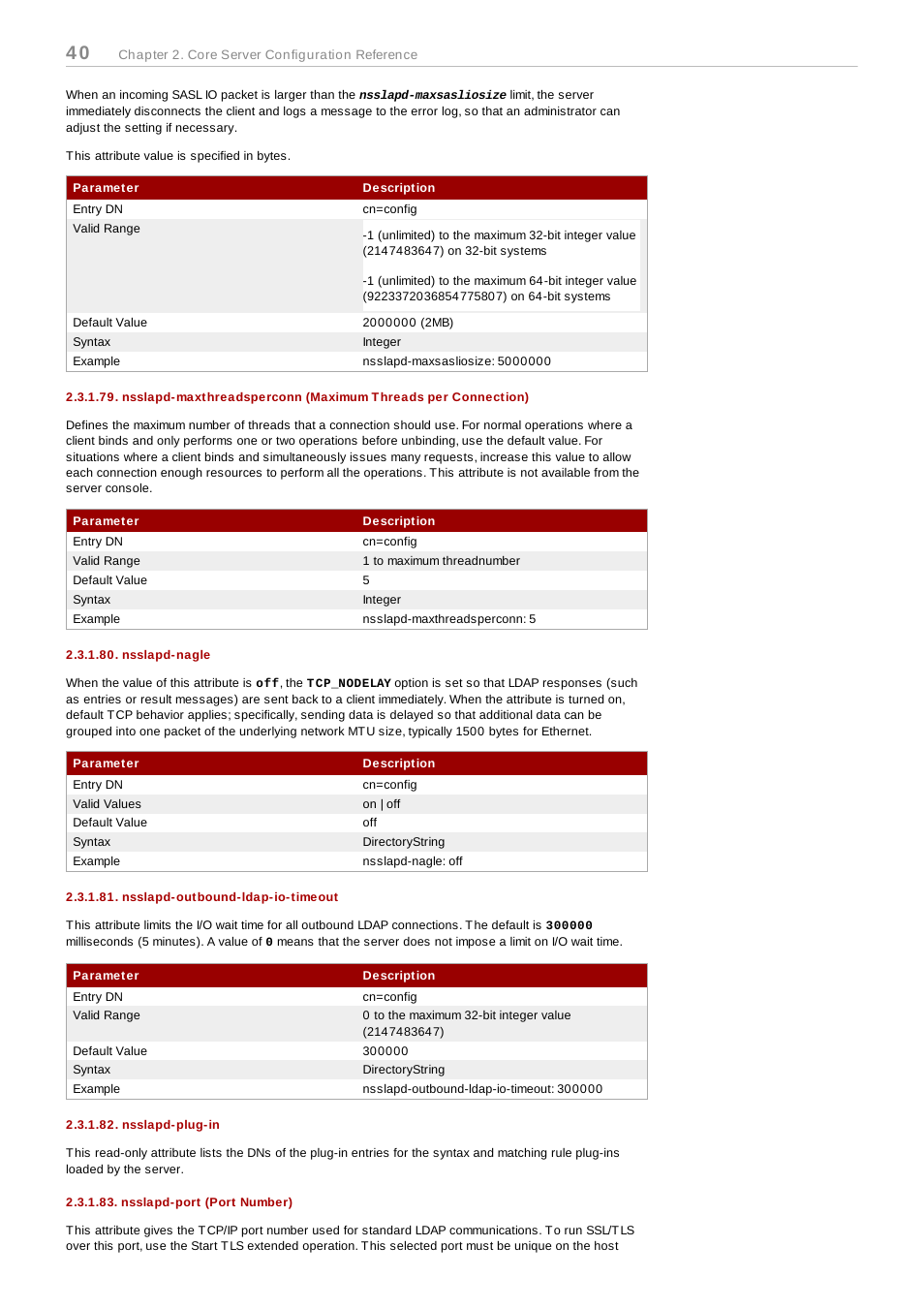 Nsslapd-nagle, Nsslapd-outbound-ldap-io-timeout, Nsslapd-plug-in | Nsslapd-port (port number) | Red Hat 8.1 User Manual | Page 40 / 292