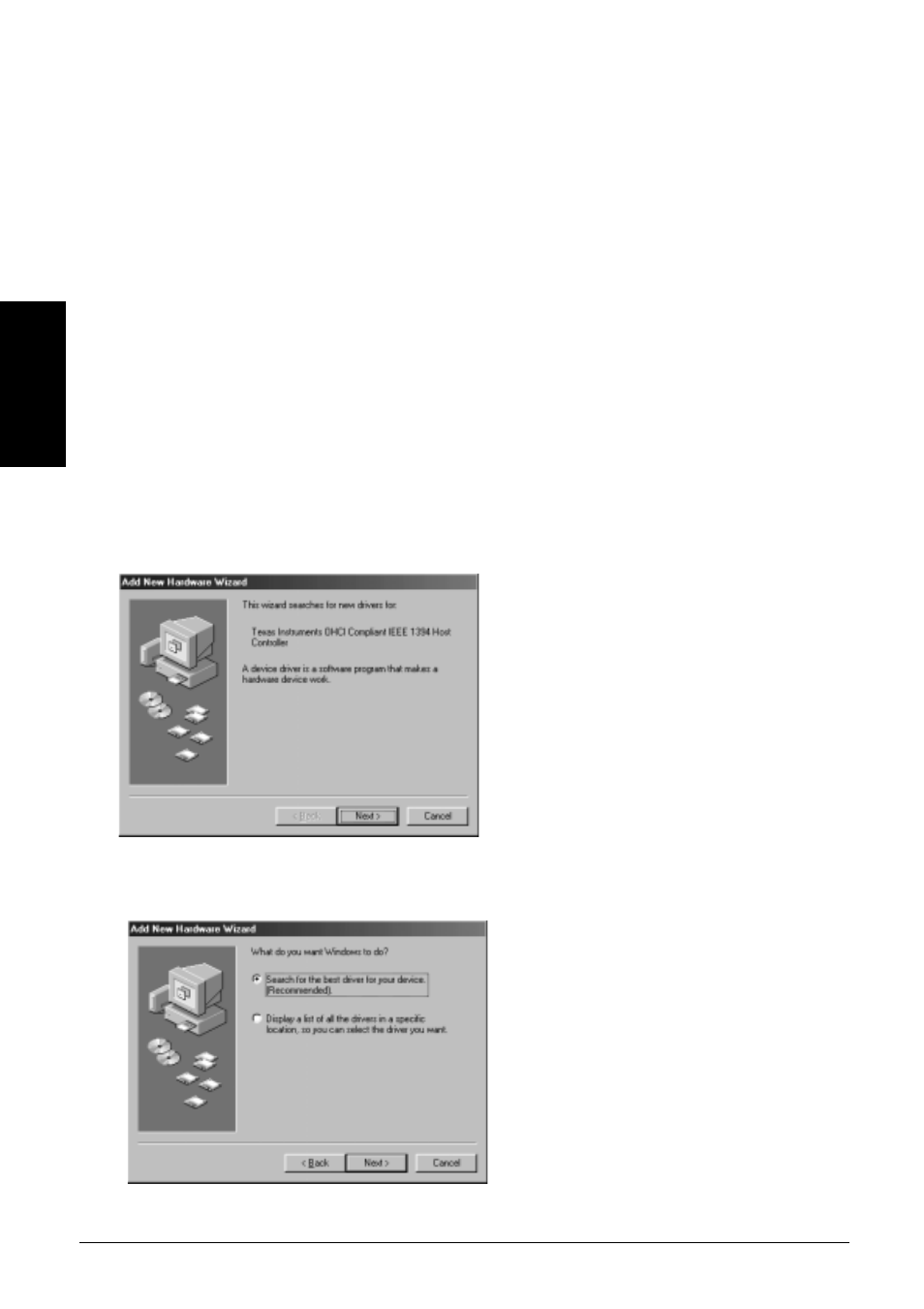 2.ohci driver installation, 2-1.windows 98 se installation | Ratoc Systems CBFW3 User Manual | Page 12 / 90