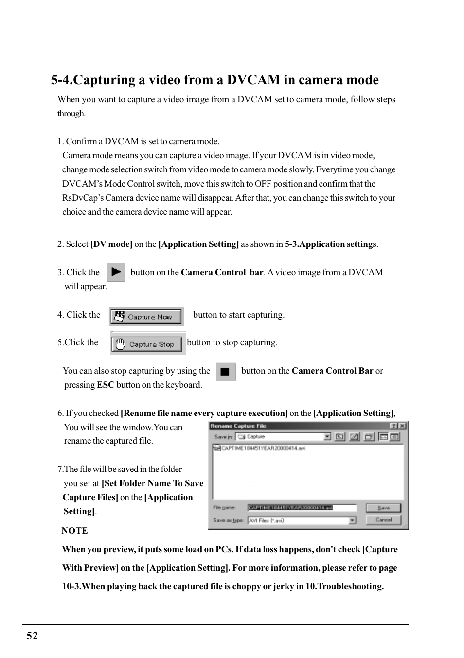 4.capturing a video from a dvcam in camera mode | Ratoc Systems PCIFW1U User Manual | Page 55 / 92