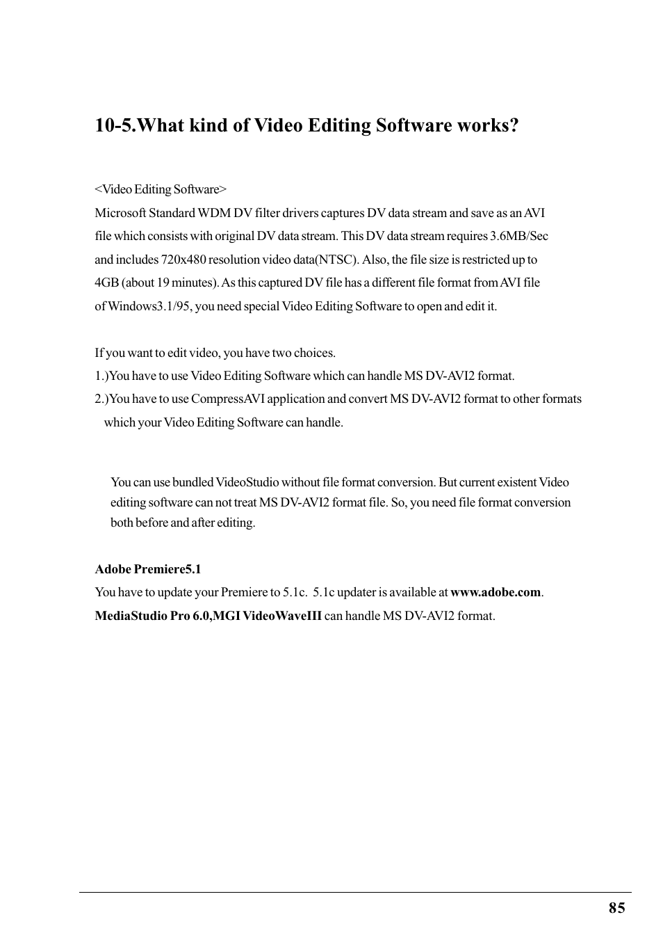 5.what kind of video editing software works | Ratoc Systems PCIFW1U User Manual | Page 88 / 92