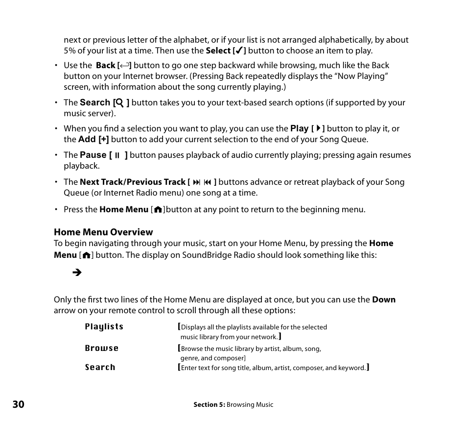 Home menu overview | Roku SoundBridge Wi-Fi Music System User Manual | Page 31 / 85