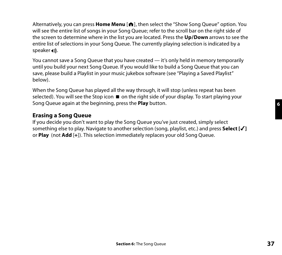 Erasing a song queue | Roku SoundBridge Wi-Fi Music System User Manual | Page 38 / 85