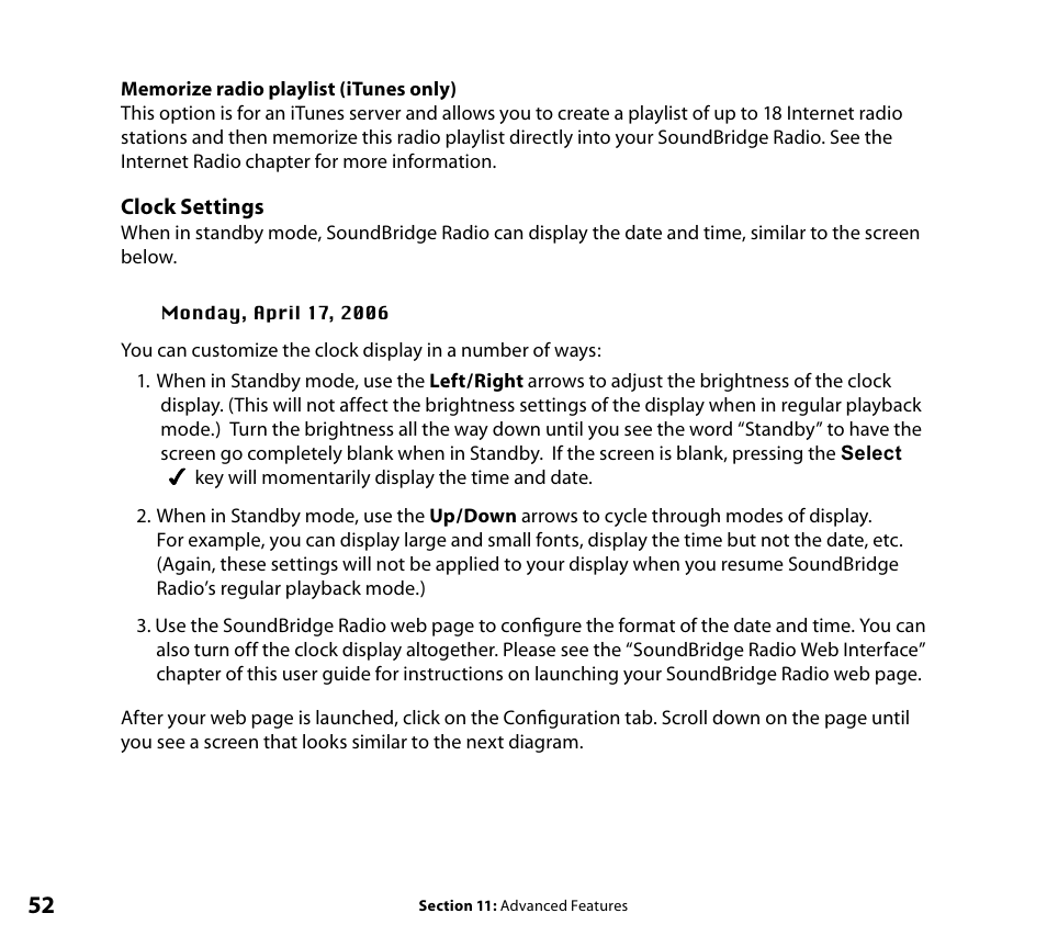 Clock settings | Roku SoundBridge Wi-Fi Music System User Manual | Page 53 / 85