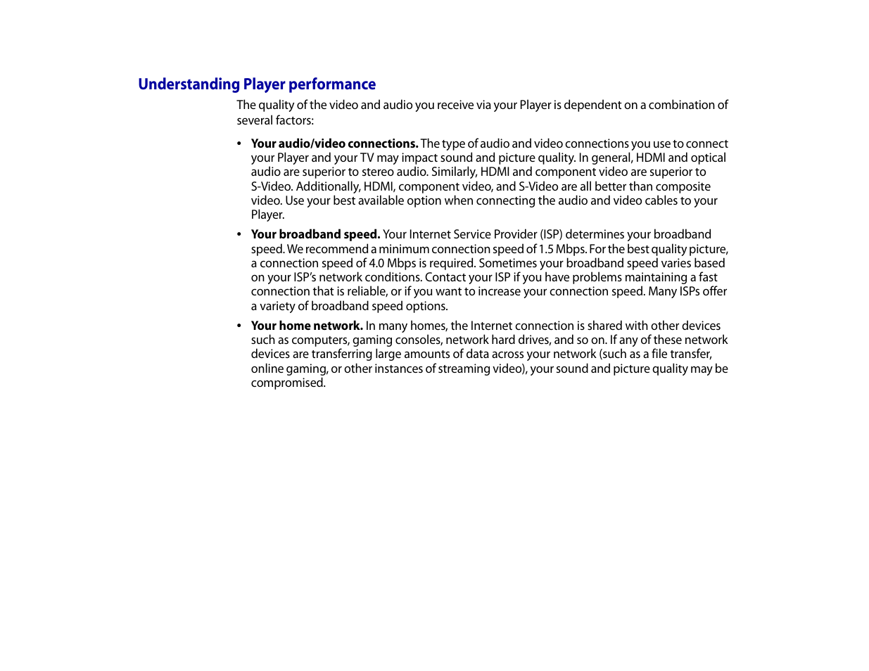 Understanding player performance | Roku Digital Video Player User Manual | Page 48 / 54