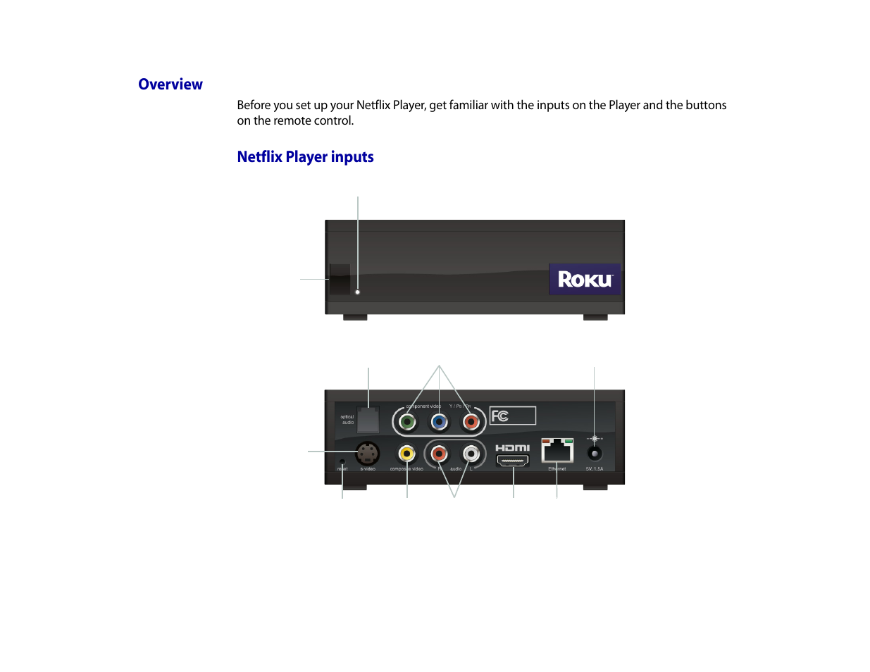 Overview, Netflix player inputs | Roku Digital Video Player User Manual | Page 6 / 54