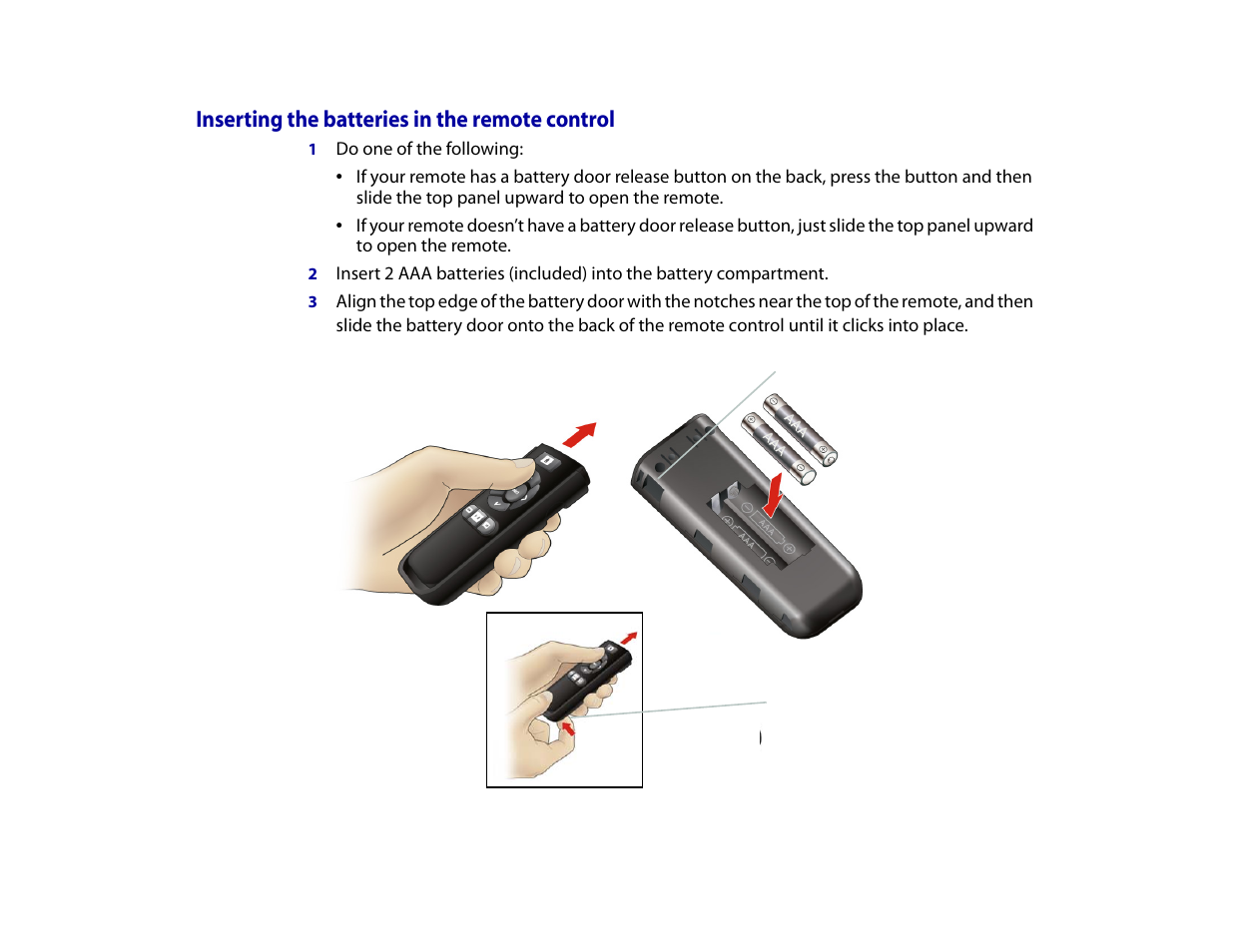 Inserting the batteries in the remote control | Roku Digital Video Player User Manual | Page 8 / 54