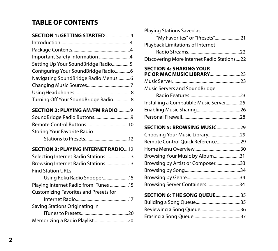 Roku SoundBridge Radio Wi-Fi Music System User Manual | Page 4 / 88