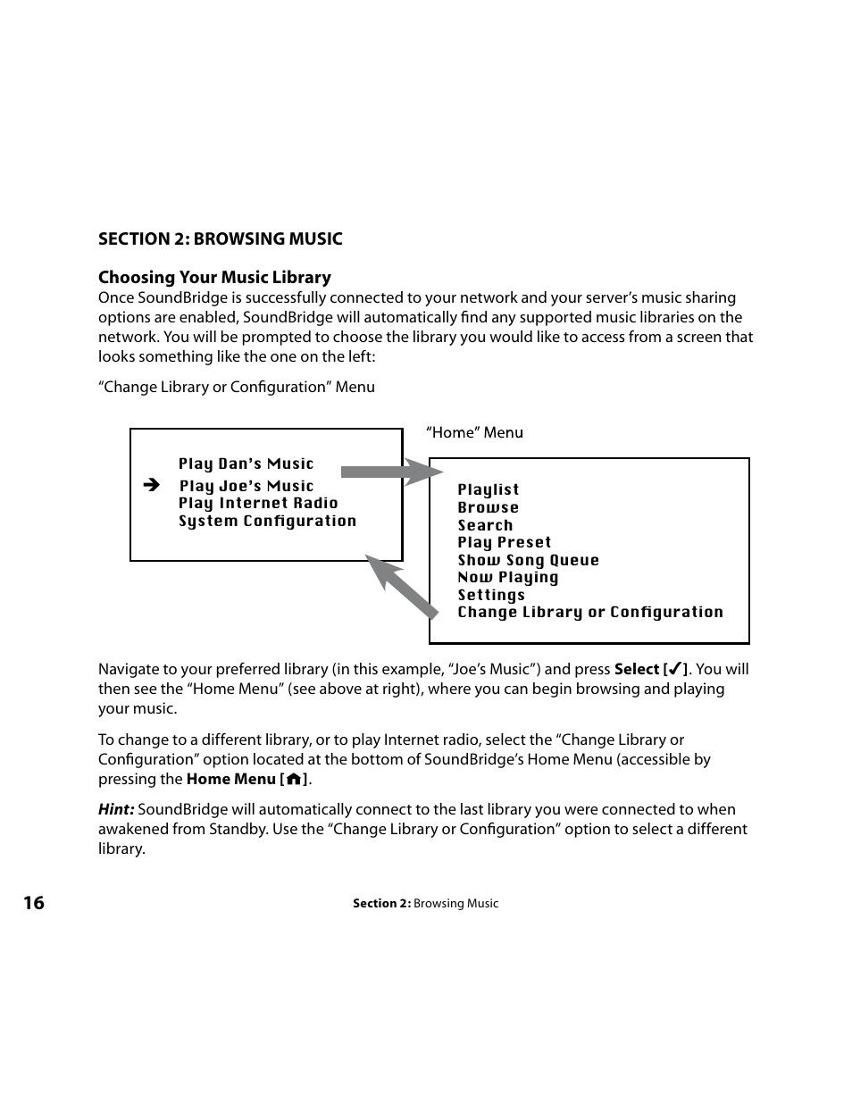 Browsing music, Choosing the music library | Roku Music Player User Manual | Page 17 / 89
