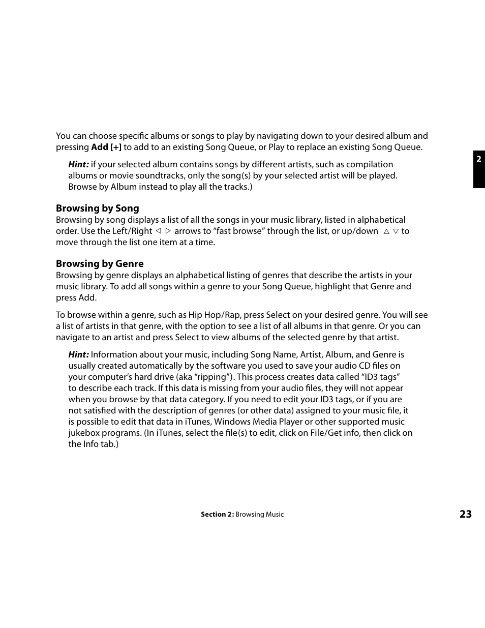 Browsing by song, Browsing by genre | Roku Music Player User Manual | Page 24 / 89