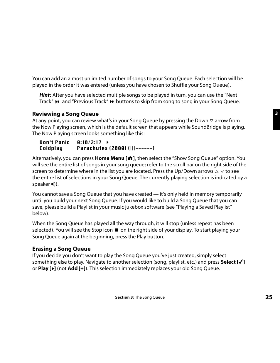 Reviewing a song queue, Erasing a song queue | Roku Music Player User Manual | Page 26 / 89