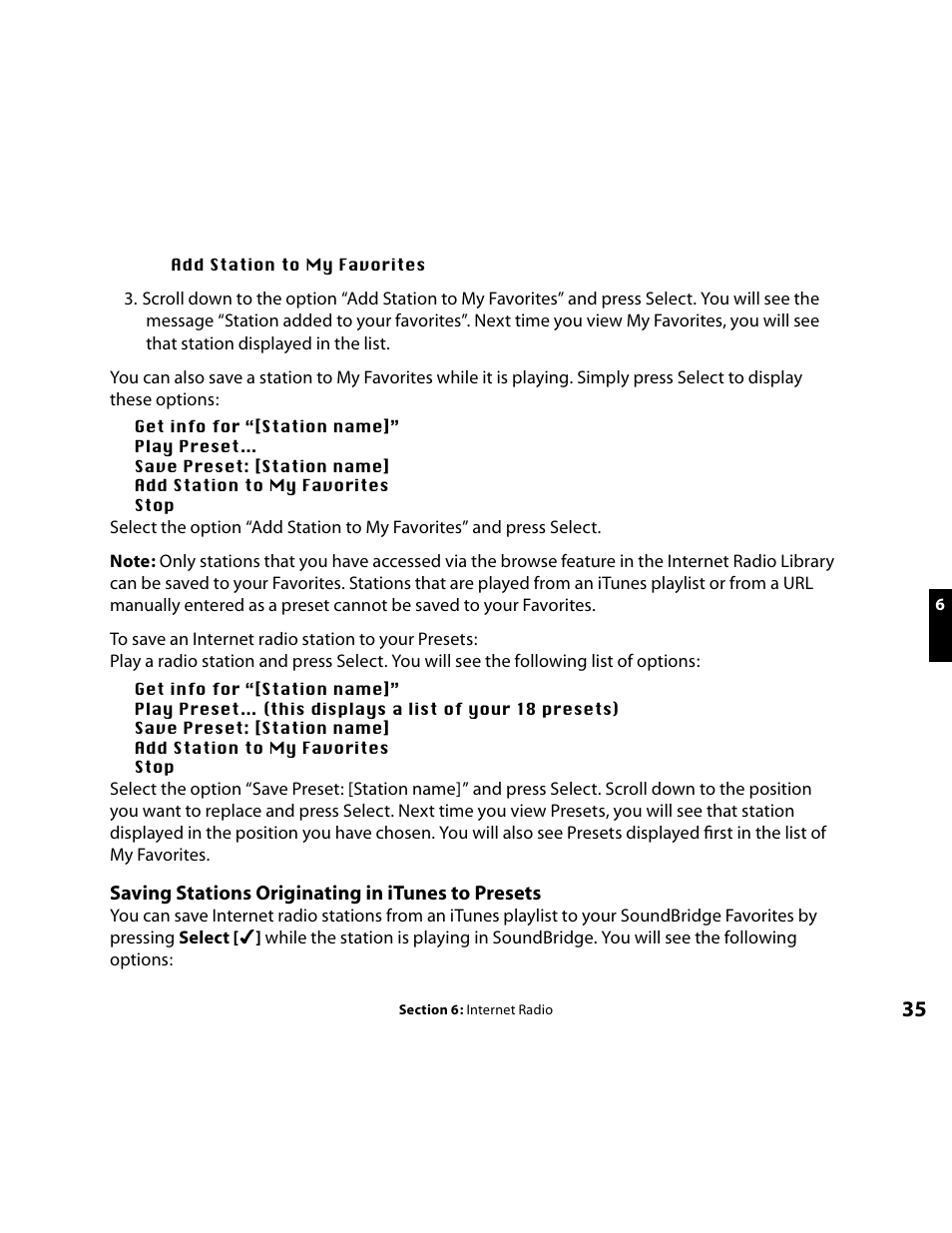 Saving stations originating in itunes to presets | Roku Music Player User Manual | Page 36 / 89