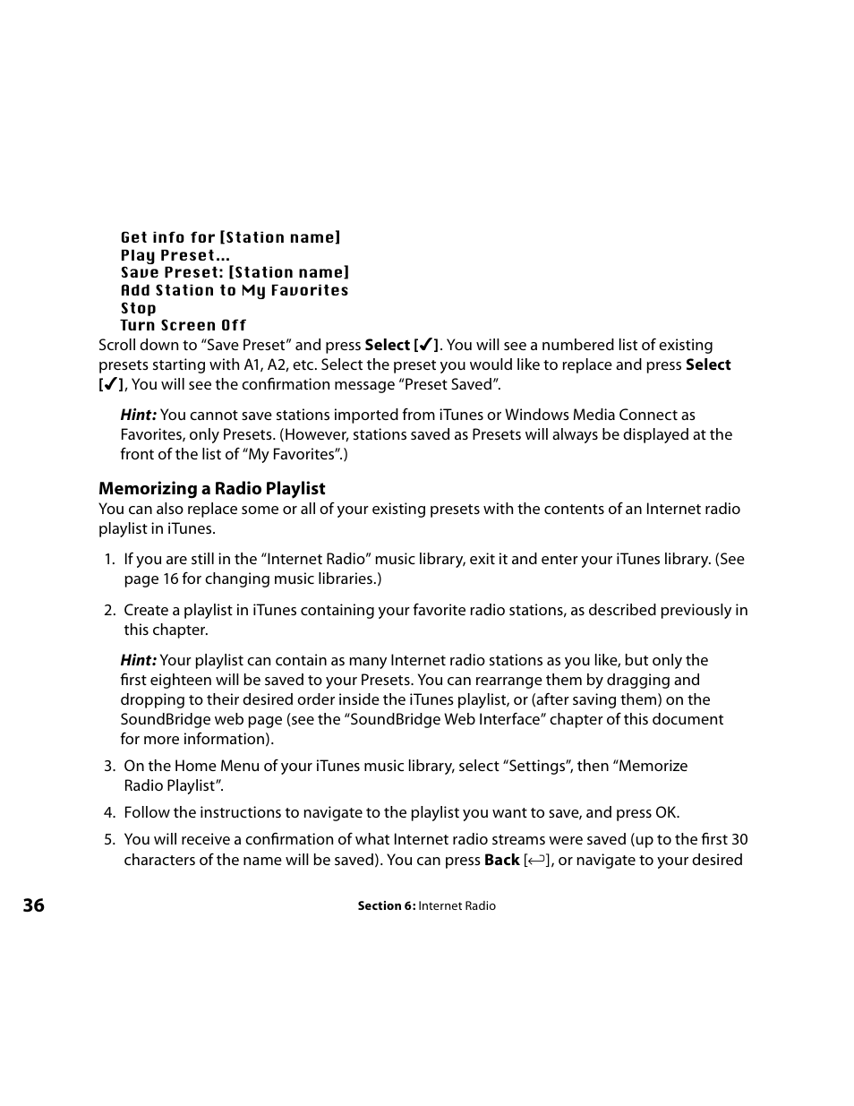 Memorizing a radio playlist | Roku Music Player User Manual | Page 37 / 89