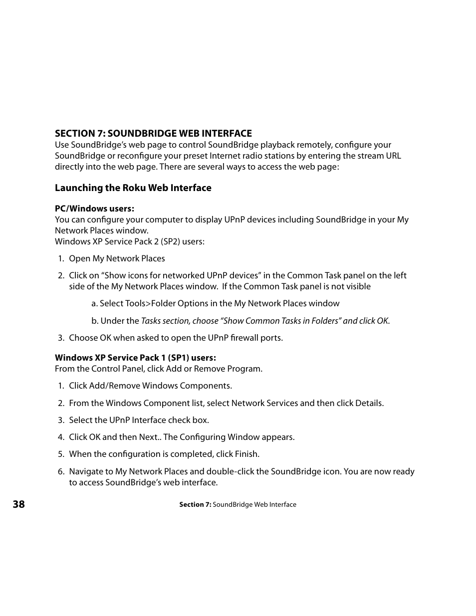 Soundbridge web interface, Launching the roku web interface | Roku Music Player User Manual | Page 39 / 89