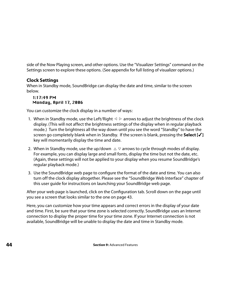 Clock settings | Roku Music Player User Manual | Page 45 / 89