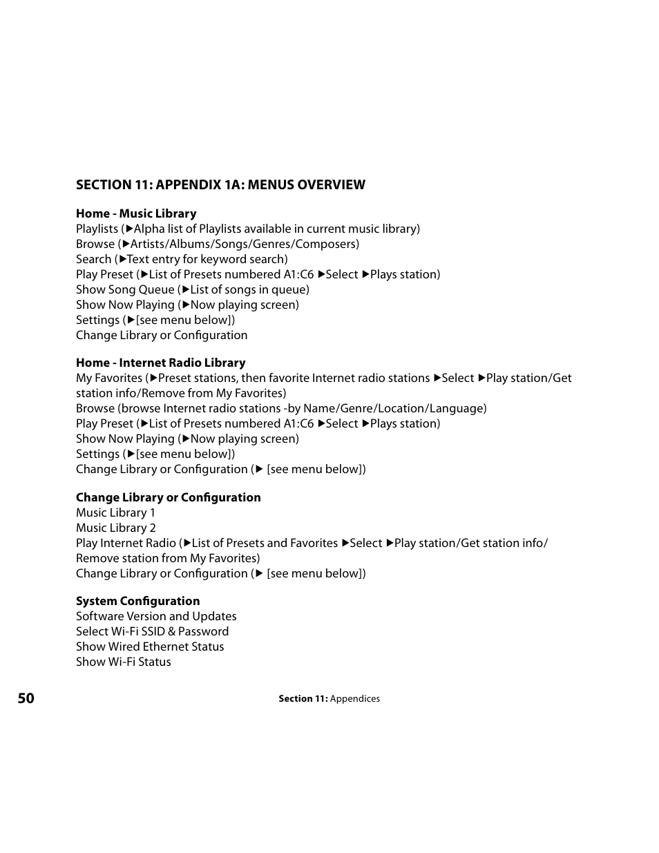 Menu overview / structure | Roku Music Player User Manual | Page 51 / 89