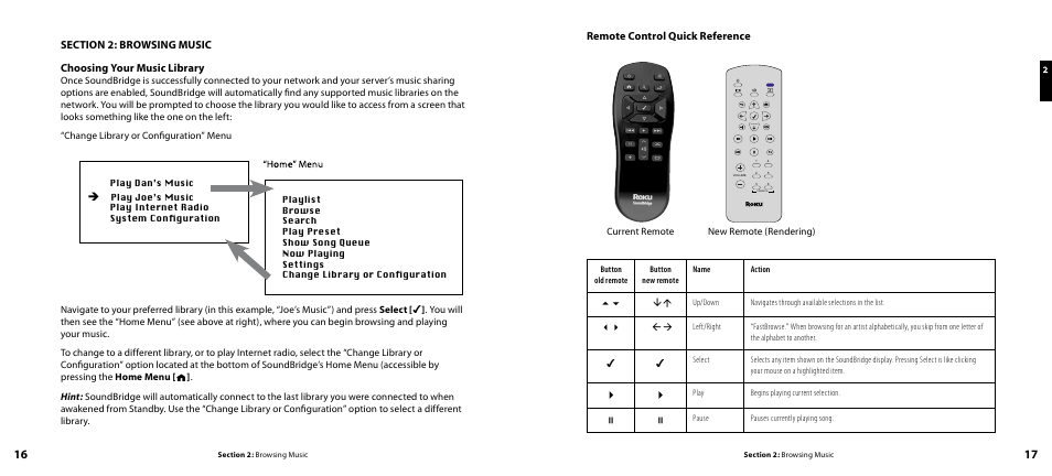 Remote control quick reference | Roku SoundBridge Network Music Player User Manual | Page 10 / 40