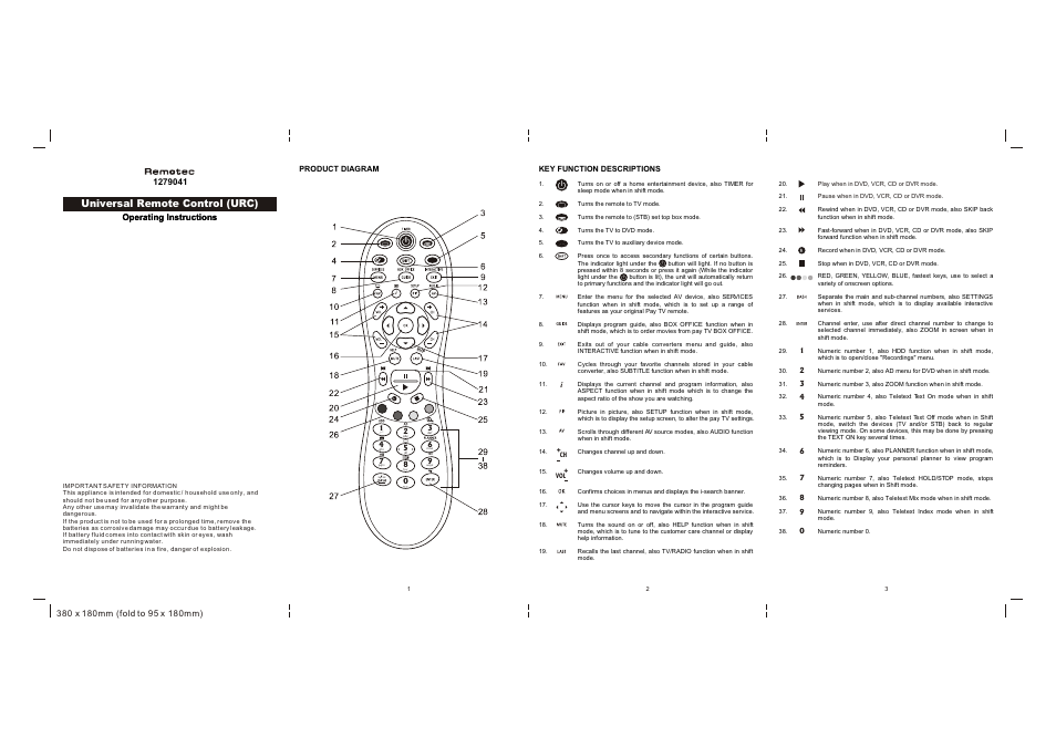 Remotec 1279041 User Manual | 2 pages