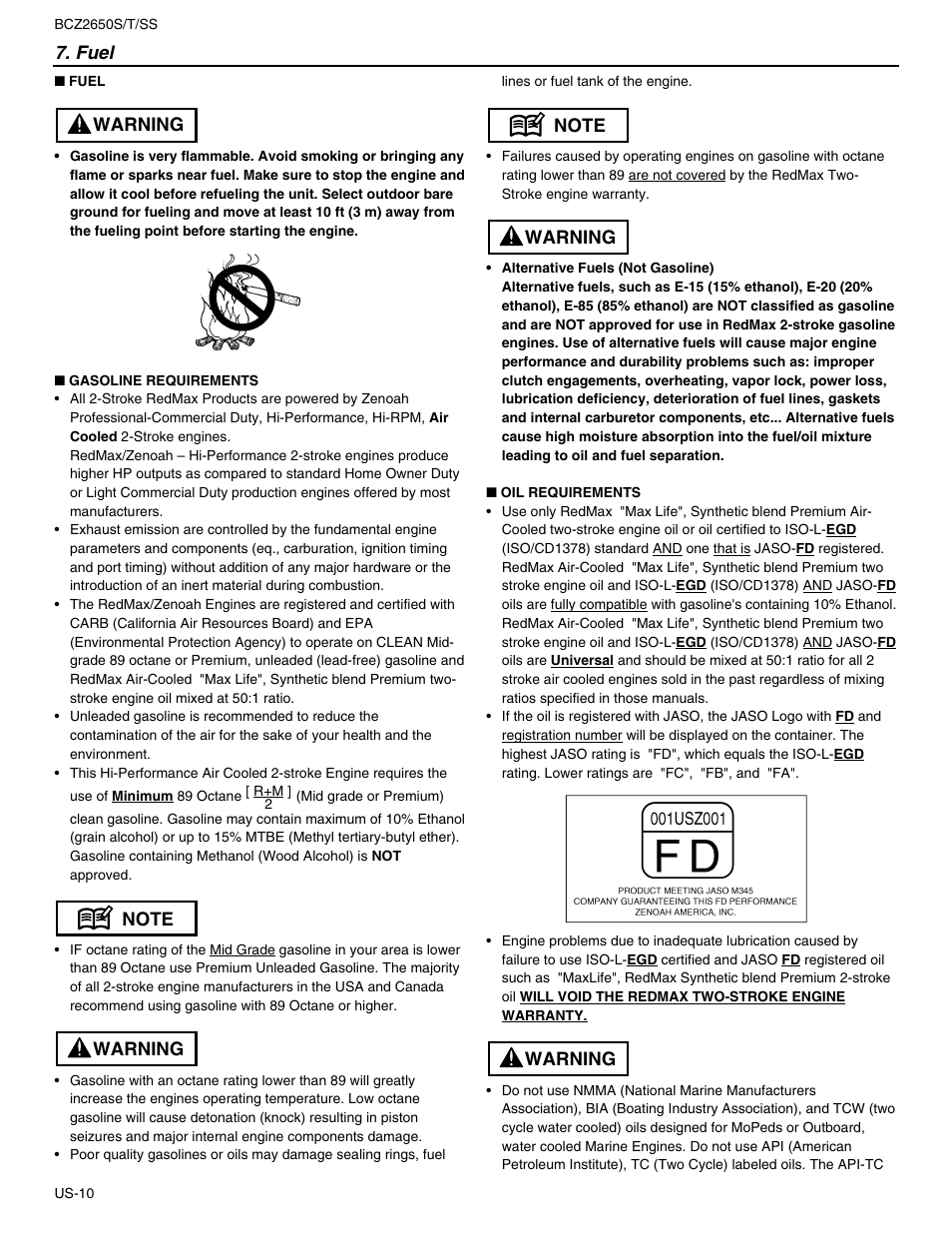 RedMax BCZ2650SS User Manual | Page 12 / 76